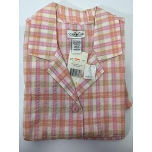 Villager by Liz Claiborne 2-pc sleeveless capri pajamas Pink Orange Plaid Size M